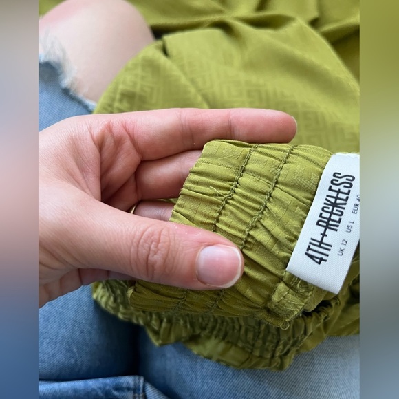 4th & Reckless Geometric Satin Wide Leg Pants in Lime Green Women’s Size L - Picture 11 of 15